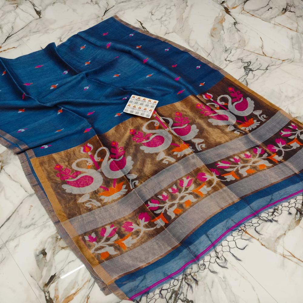 Pure silk Linen saree