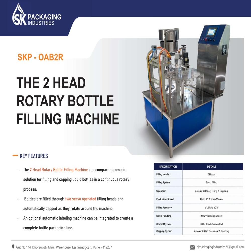 Bottle Filling Rotating Semi Automatic Machine 2 Head