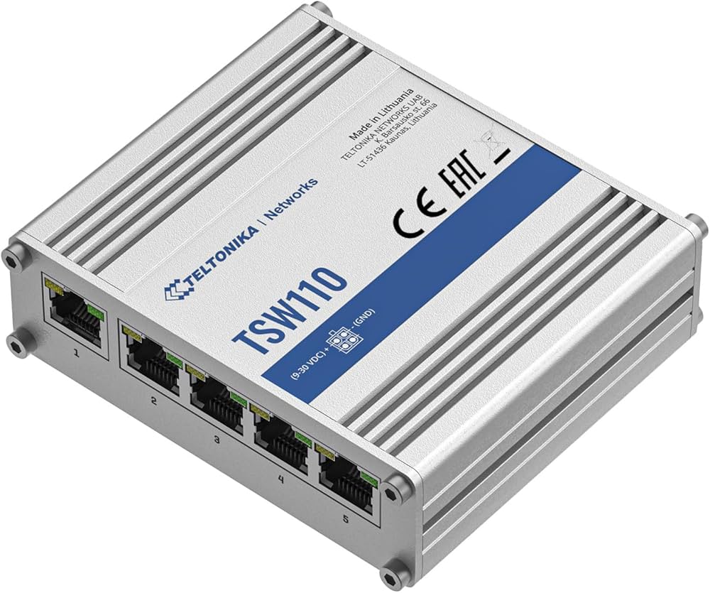 Teltonika TSW110 5 Port Gigabit Industrial Unmanaged Ethernet Switch