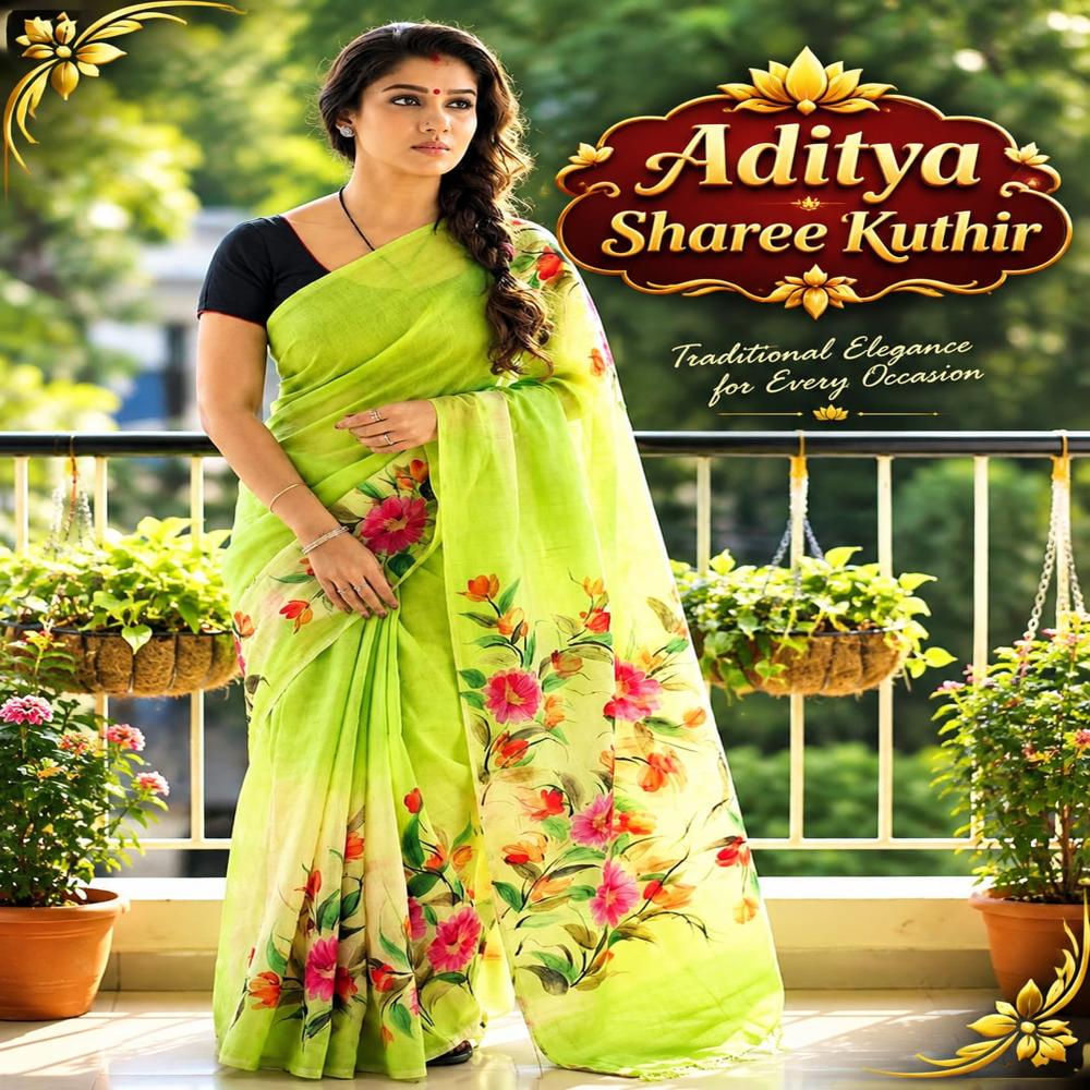 Hand Painting on Pure Murshidabad Silk Saree