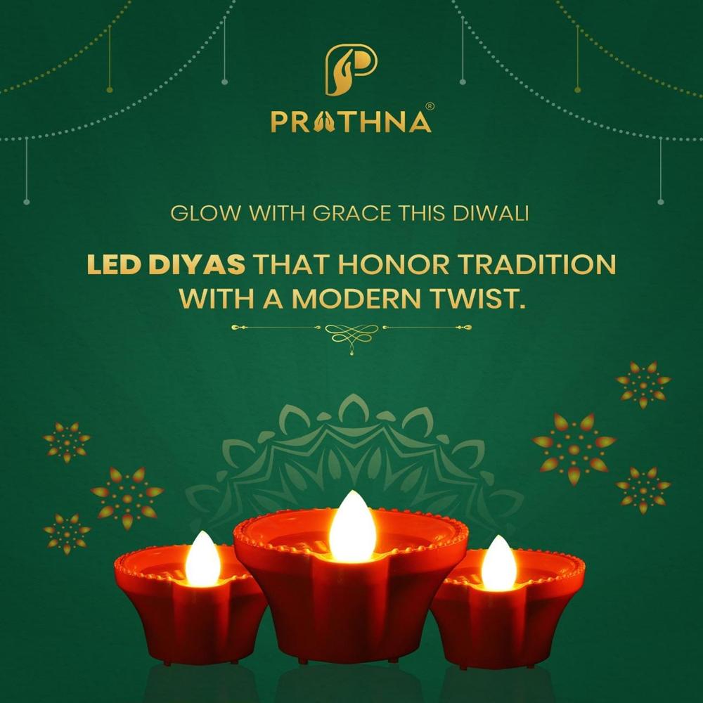 Led Water Sensor Diya - Soil Clay, 3.5 Cm Size, Classic Red Color | Energy-saving Led Light, Traditional Round Shape, Battery-powered Design