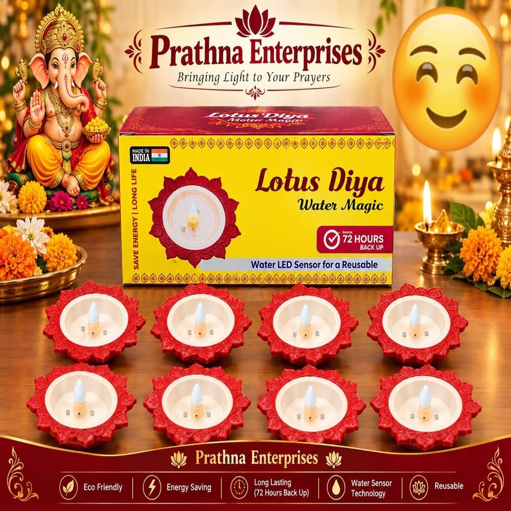 Led Water Sensor Diya - Soil Clay, 3.5 Cm Size, Classic Red Color | Energy-saving Led Light, Traditional Round Shape, Battery-powered Design