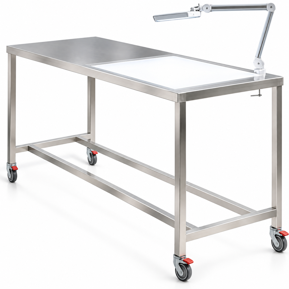 Stainless Steel Linen Folding & Inspection Table - Color: Grey