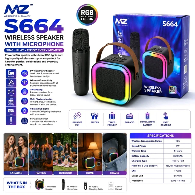 Mz S664 Bluetooth Speaker - Color: Milti Color