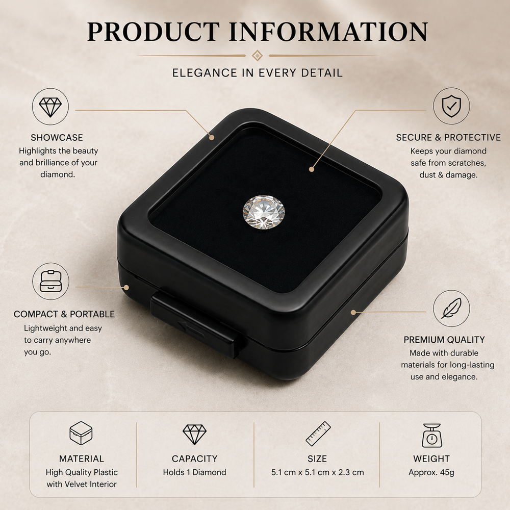 Metal Loose Diamond & Gemstone Display Box With Transparent Glass Top, Jewelry Storage Organizer Case For Diamonds, Gemstones, Beads, Rings, Crystals Size (2 * 2) - Color: Black