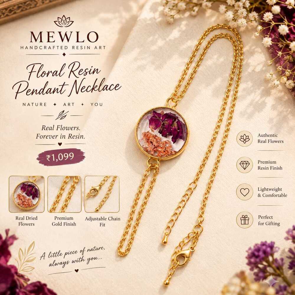 Floral Resin Pendant Necklace