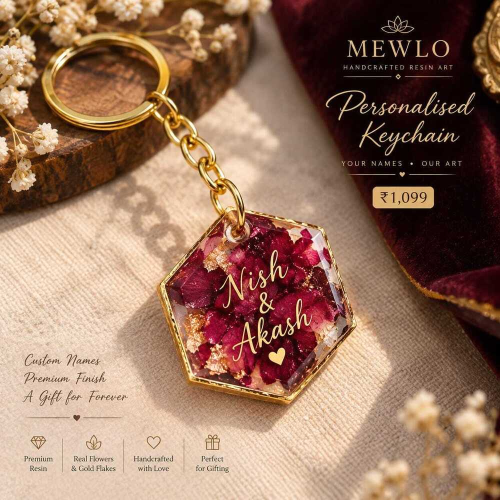 Personalized Floral Resin Key Chain