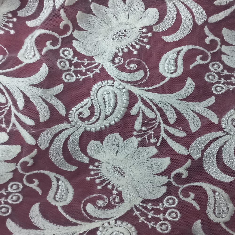 Wholesale Floral Embroidered Net Mesh Fabric (Bulk Exporter) - Madhav Fashion