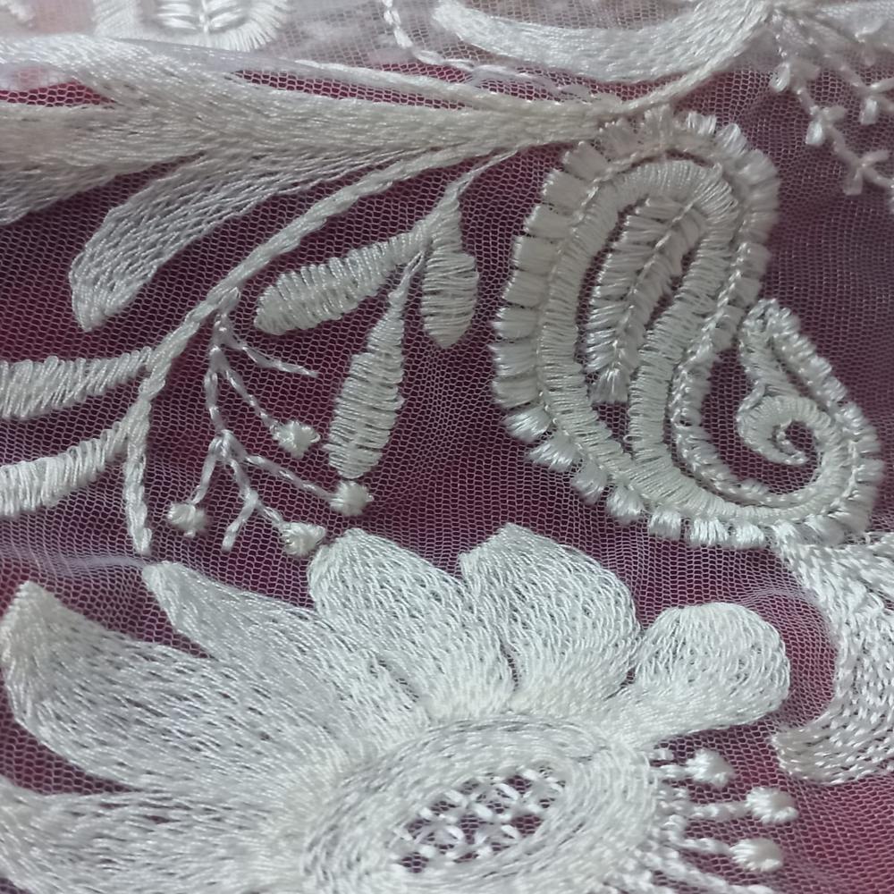 Wholesale Floral Embroidered Net Mesh Fabric (Bulk Exporter) - Madhav Fashion