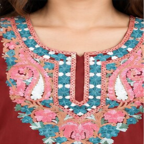 Maroon Floral Embroidered Kurta Pant Set