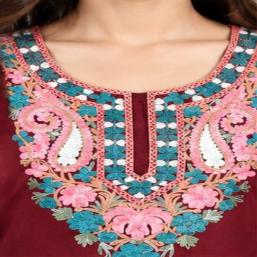 Maroon Floral Embroidered Kurta Pant Set