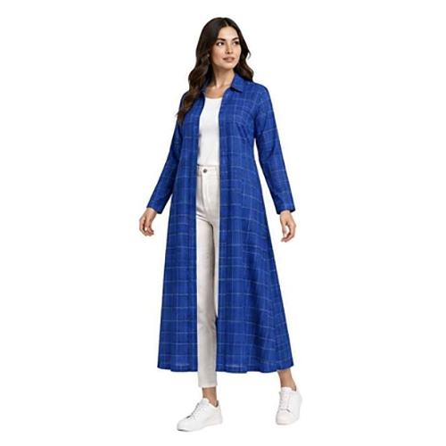 Womens Peach Checked Longline Shrug