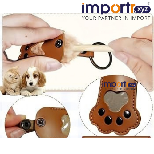 Leather Dog Paw Memorial Keychain