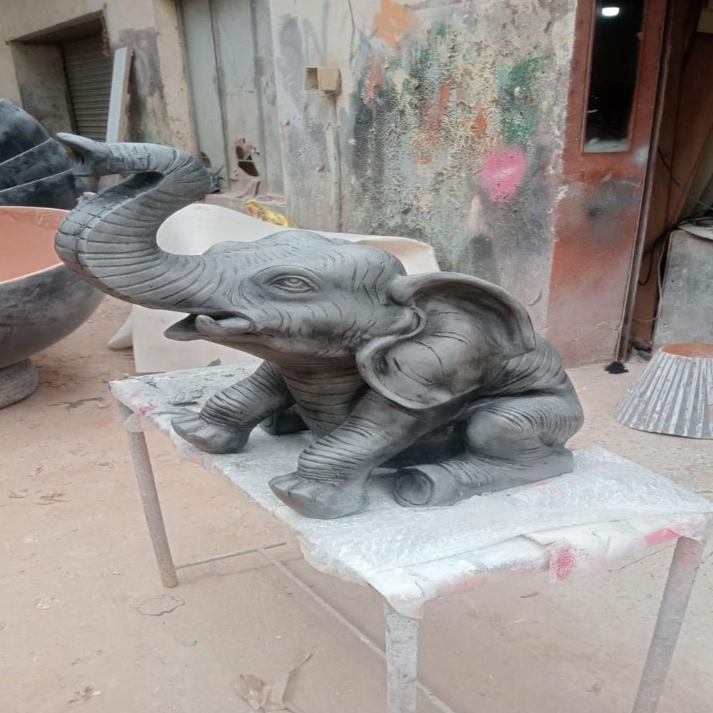 Frp Elephant Statue - Color: Black