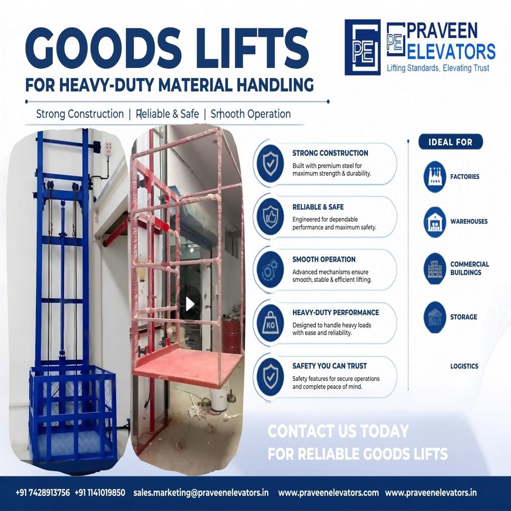 1 Ton Hydraulic Goods Lift For Warehouse 25-30 Height