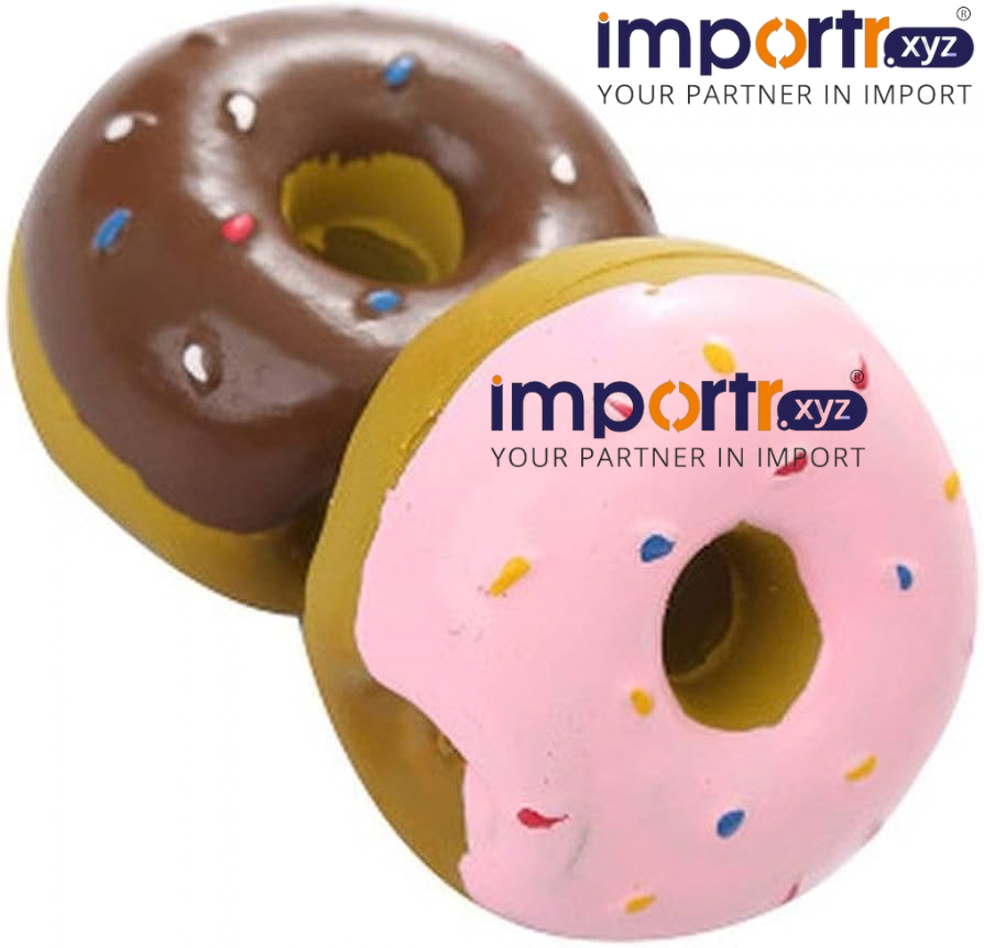 Unbreakable Squeaky Latex Donut Chew Toy Dog Bite Resistant Toy Pet Donut