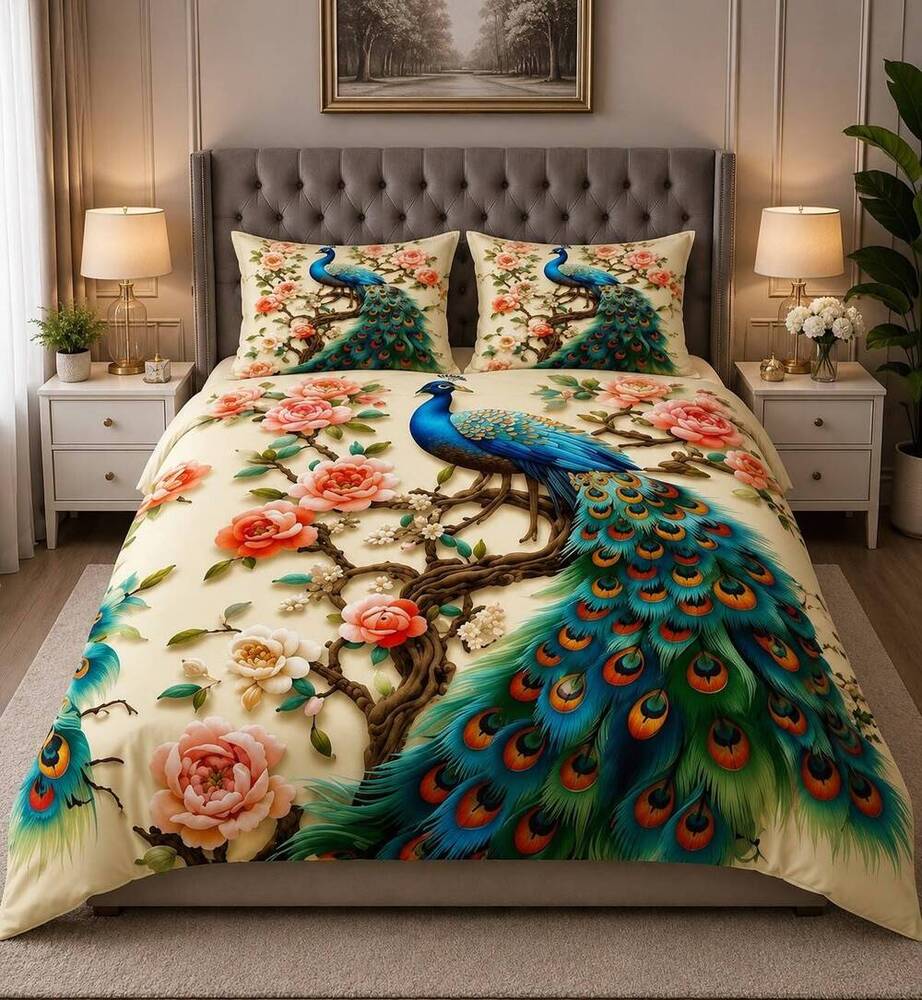 7D Mor Printed Double Bedsheet