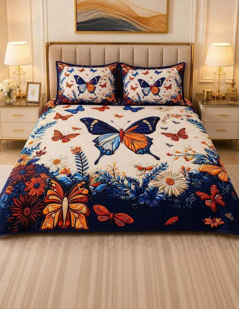 Butterflies Printed Double Bedsheet