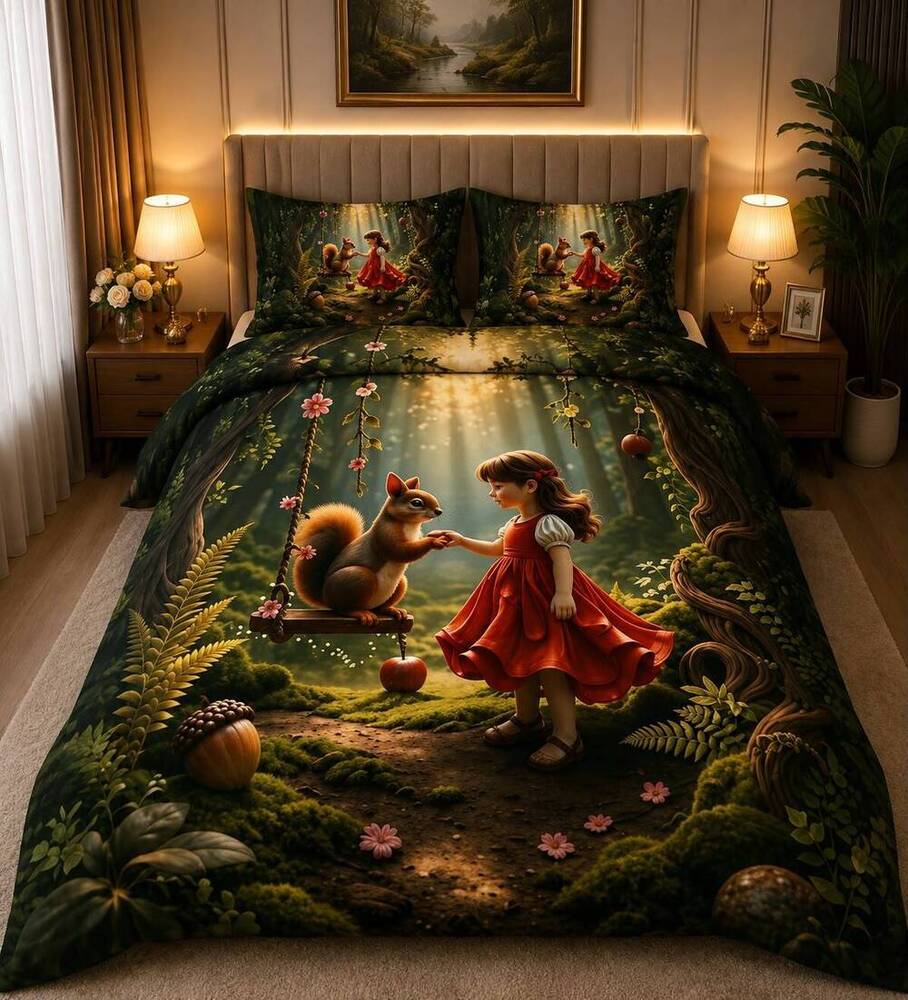 Squirrel Printed Double Bedsheet