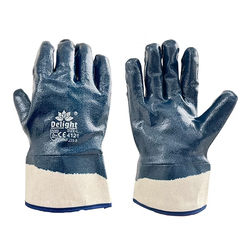 Delight MNFJ35-B Full Nitrile dipped gloves with canvas cuff