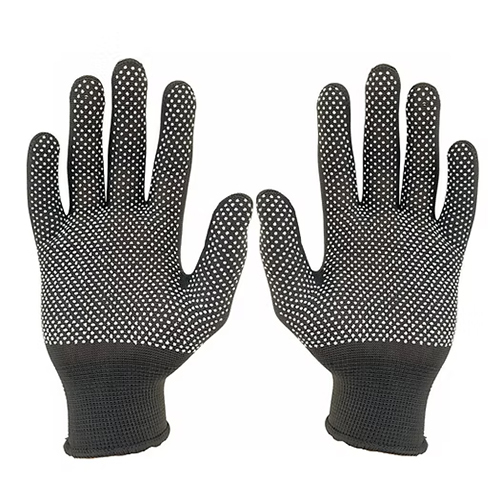 Delight MPKD13-62(BLK) 13 Gauge Black Polyester PVC Dotted Hand Gloves