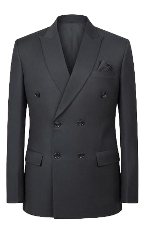 Black Double Breasted Two Piece Suit In Stretchable Lycra