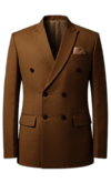Brown Double Breasted Two Piece Suit In Stretchable Lycra