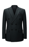 Grey Double Breasted Two Piece Suit In Stretchable Lycra