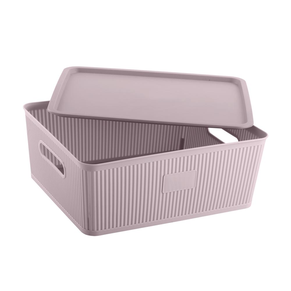 Fluted Storage Medium Basket with Lid