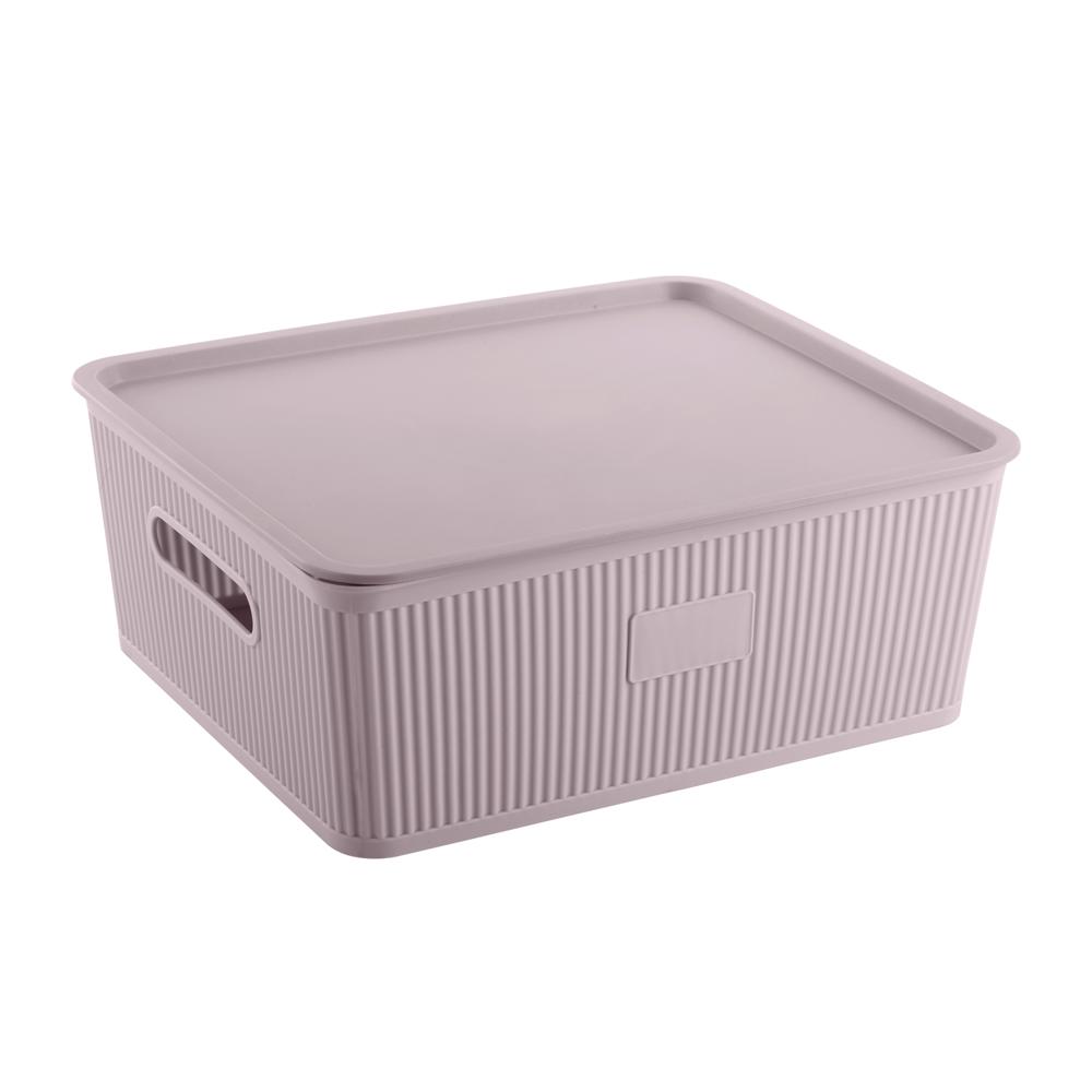 Fluted Storage Medium Basket with Lid