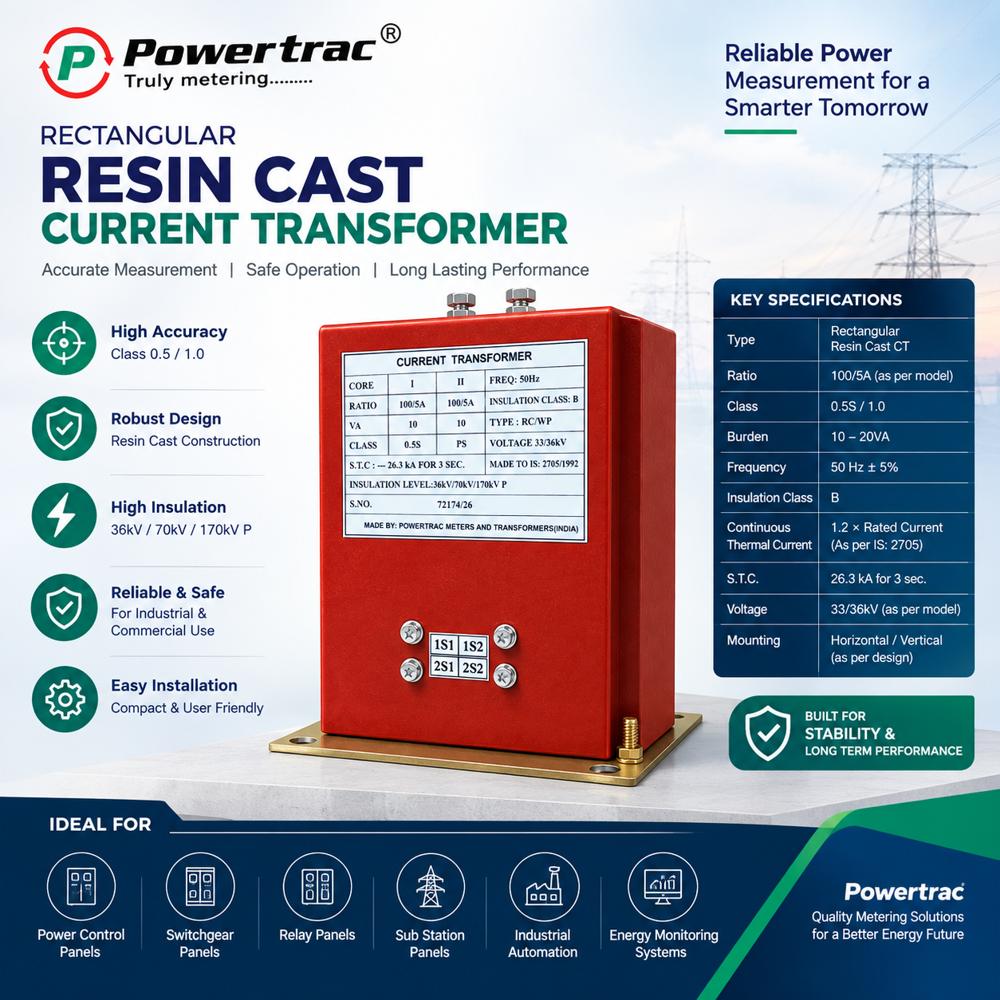Powertrac Rectangular Resin Cast Ht Current Transformer, Dual Core - Capacity: N/A Pcs/Hr