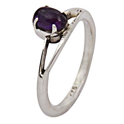 Antique Style Amethyst Gemstone Silver Ring