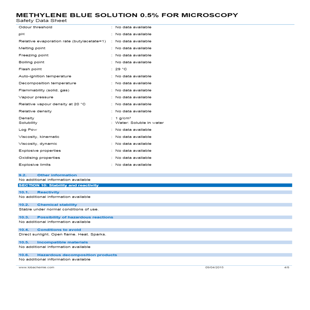 Methylene Blue Solution For Microscopy 500ml