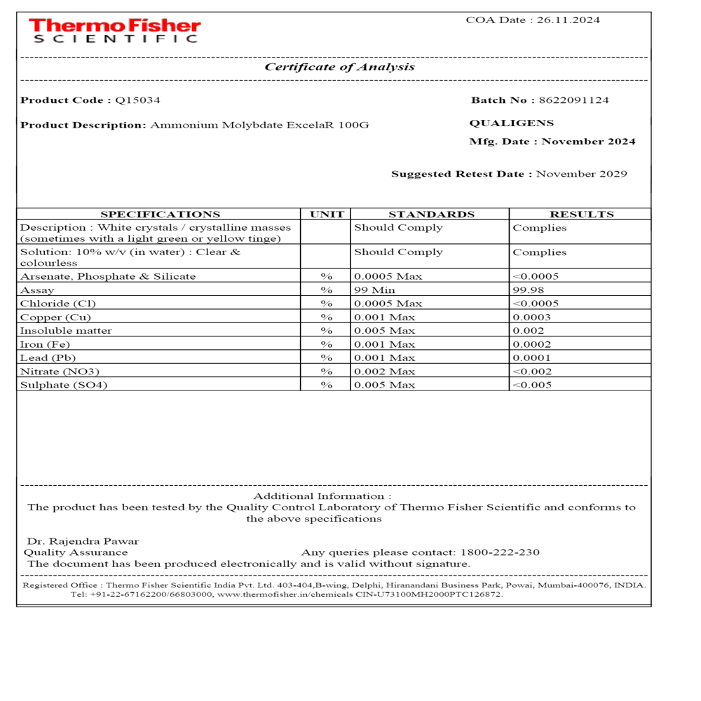 Ammonium Molybdate ER 100g