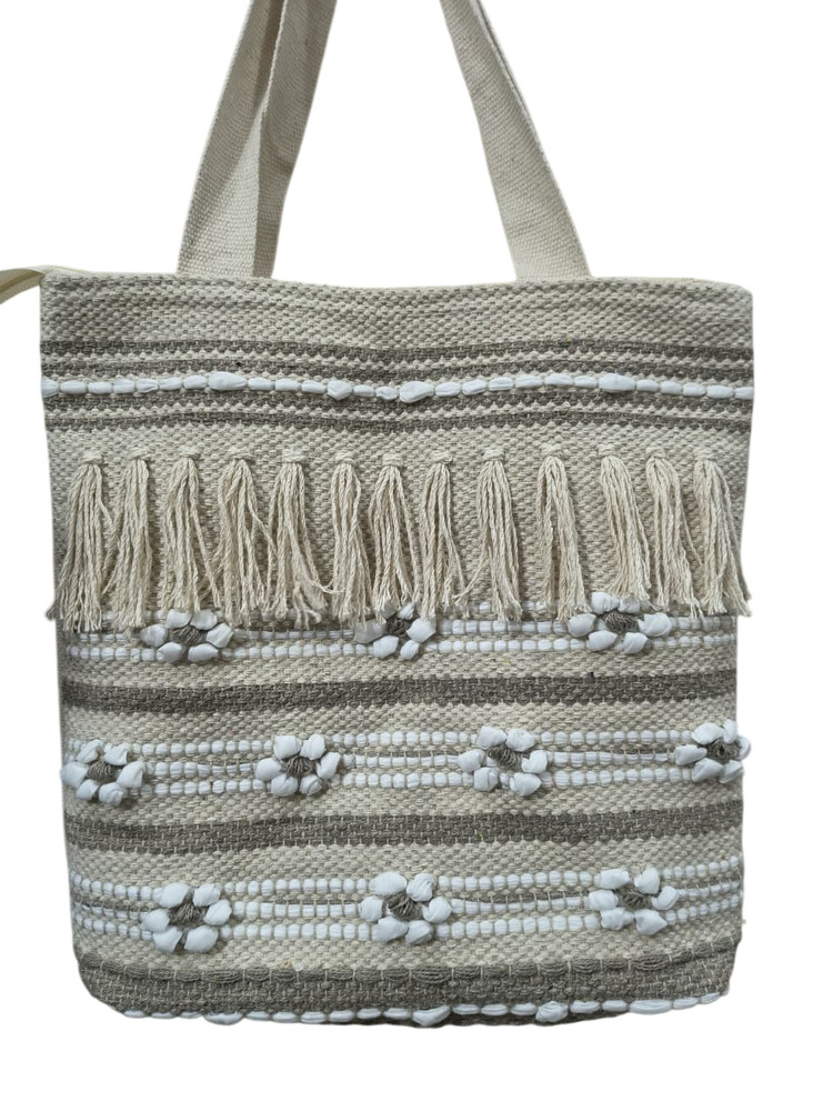 Handmade Crochet 3D Flower Design Tote Bag