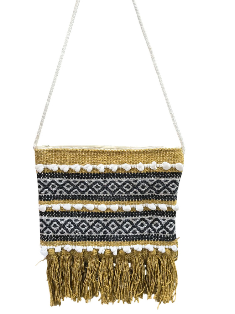 Black And White Cotton Sling Bag