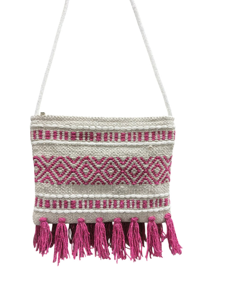 Pink And Black Cotton Boho Sling Bag