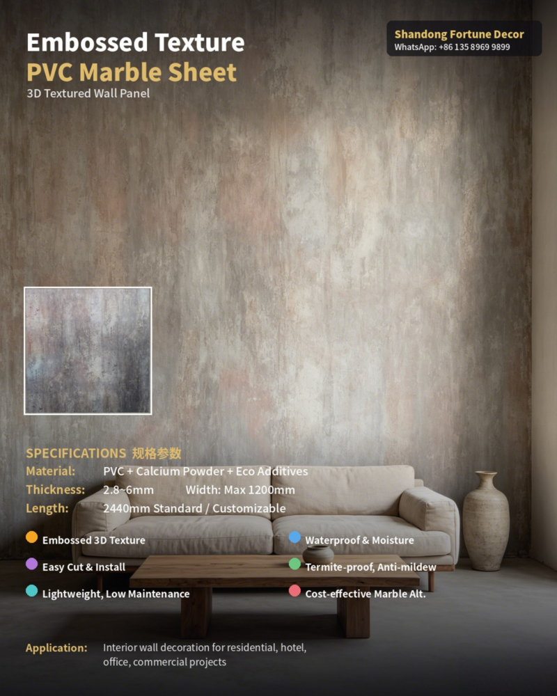 Pvc Marble Sheet Embossed Texture