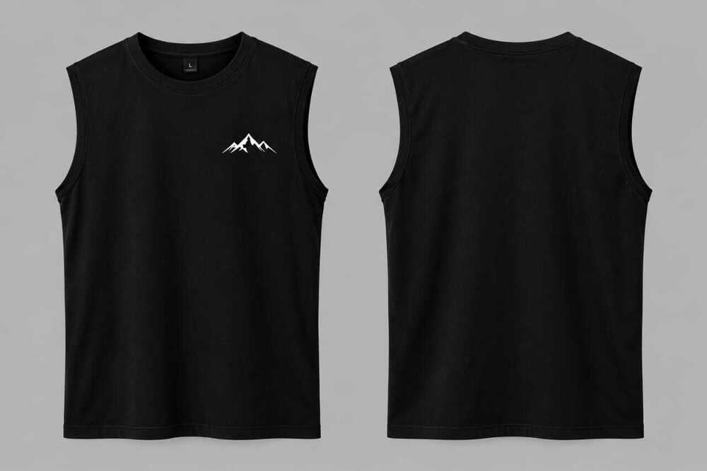 Black Sleevless Mens T Shirt