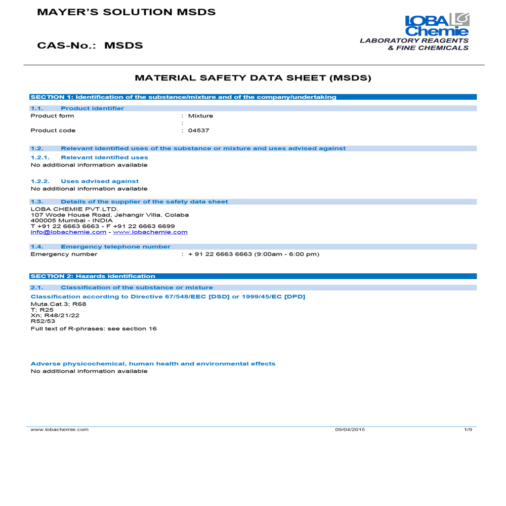 Mayer Solution 500ml