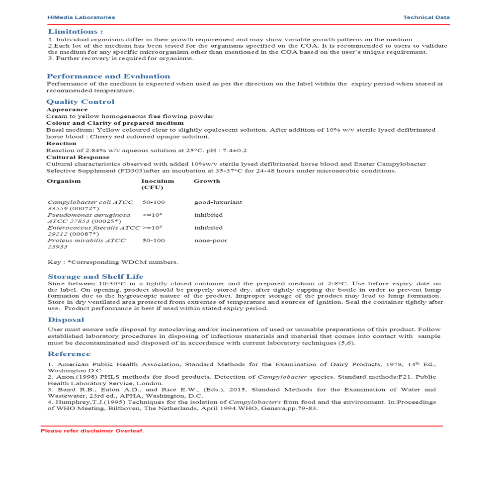 Exeter Campylobacter Selective Broth Base 500g