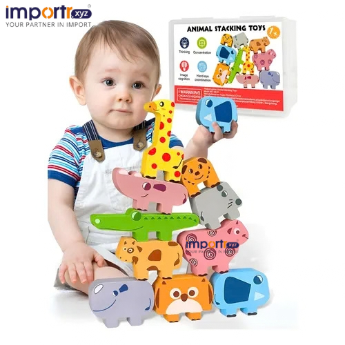 Animal Stacking Wooden Balance Stacking High Building Blocks - Age Group: 3+
