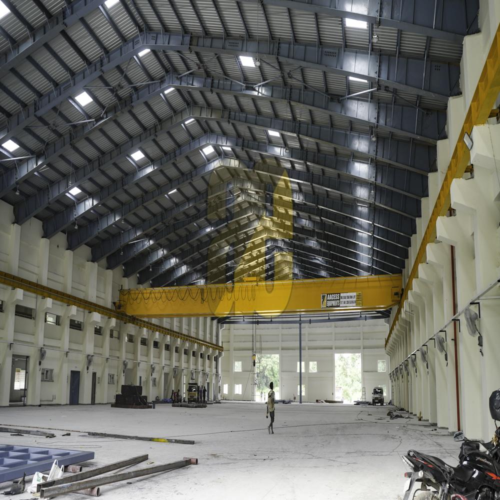 Double Girder Eot Crane - Forged Steel Wheels, 5-100 Ton Capacity, Custom Span 10-35m, Yellow, Wire Rope Hoist, Overload Protection