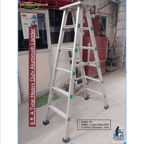 6 Ft A-Type Aluminium Ladder - Feature: Heavy Duty