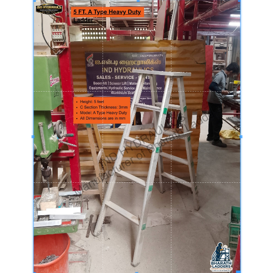 5 Ft A-Type Aluminium Ladder - Feature: Heavy Duty