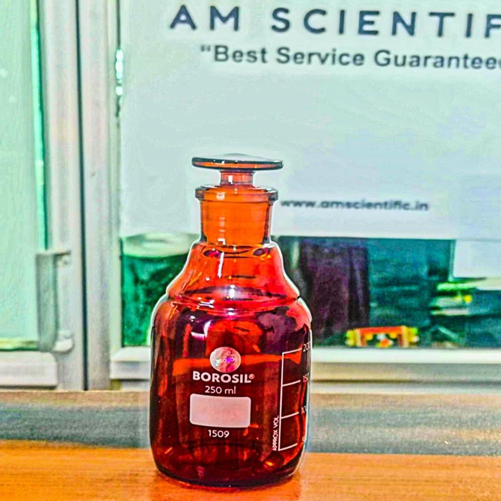 Reagent Bottles Narrow Mouth With IC Glass Stopper Amber 250ml