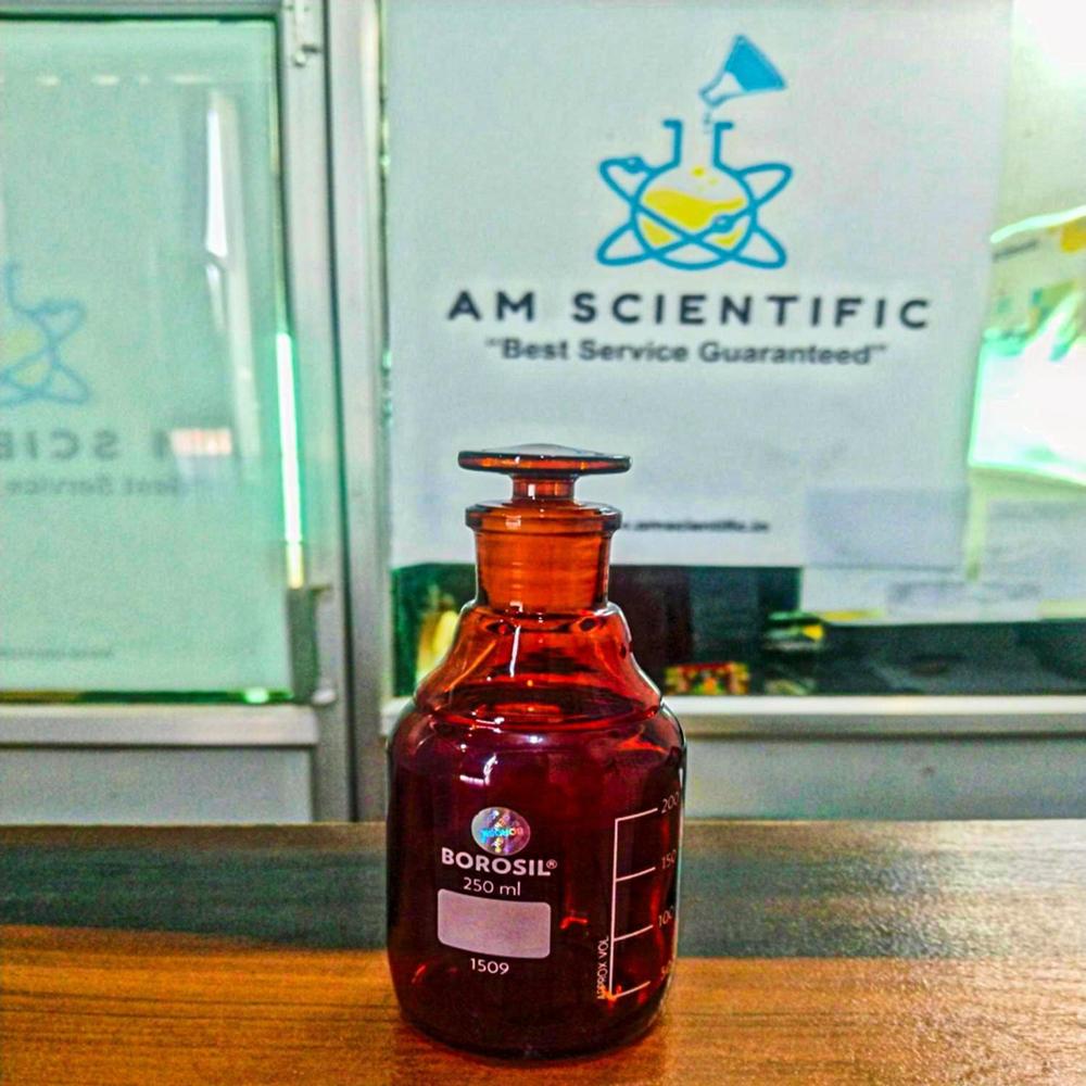 Reagent Bottles Narrow Mouth With IC Glass Stopper Amber 250ml