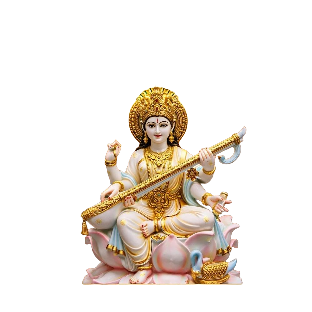 White Marble Saraswati Maa Statue