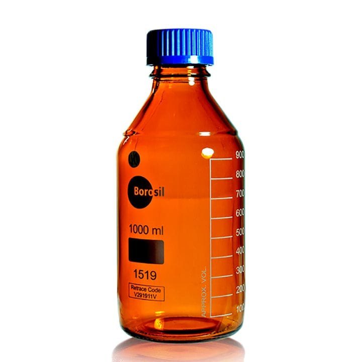 Reagent Bottles Narrow Mouth With Screw Cap Amber 1000ml