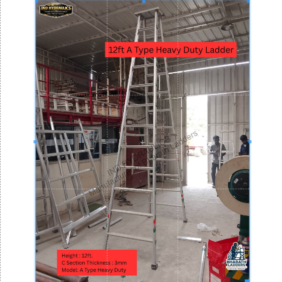 12 Ft A-Type Aluminium Ladder - Feature: Heavy Duty